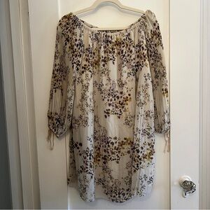 Wilfred Tan Off Shoulder Mini Dress